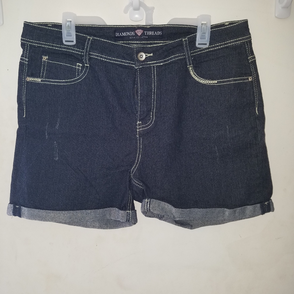 Diamonds and Threads Size 18 Rolled Cuff Denim Shorts